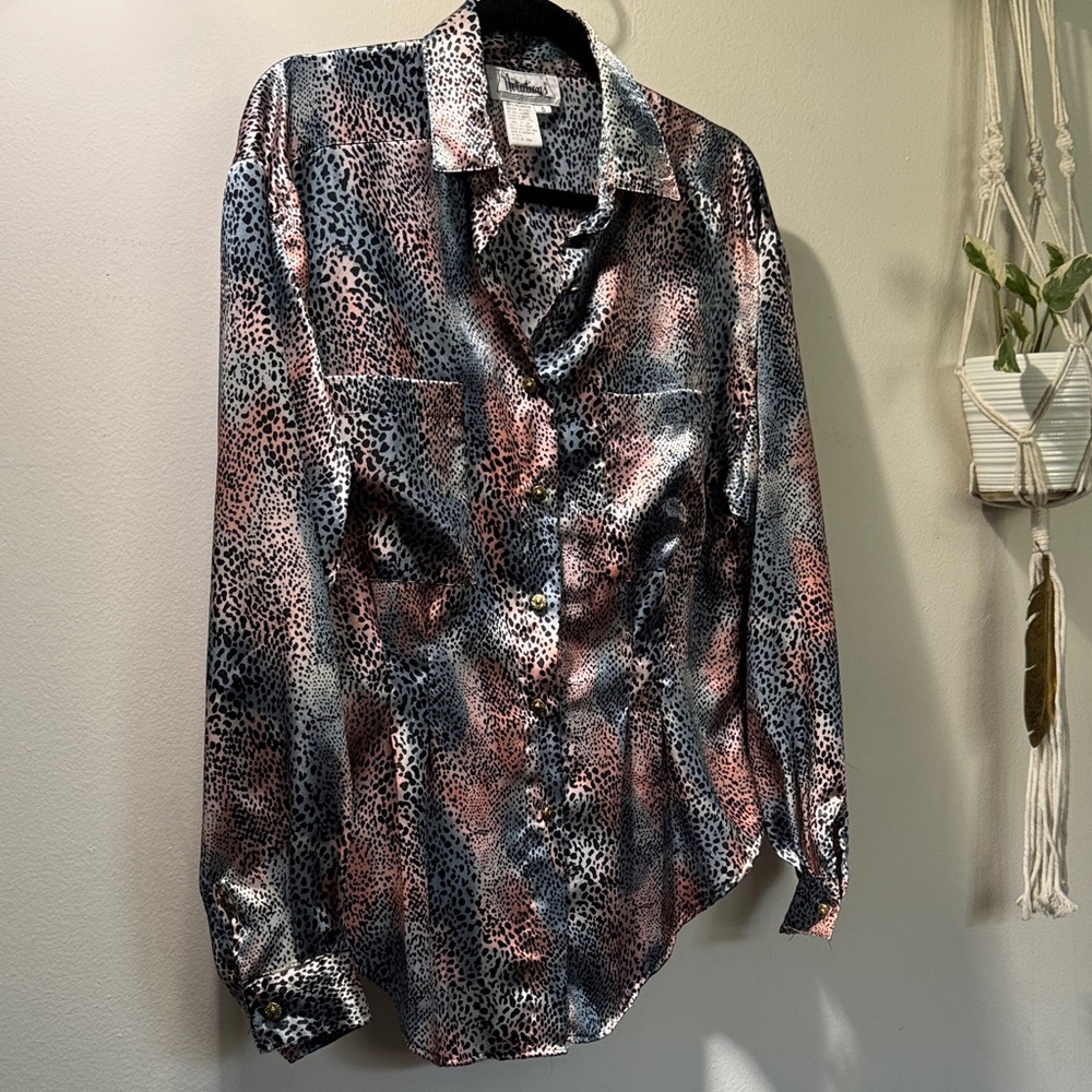 Vintage Notations Silky Animal Print Blouse